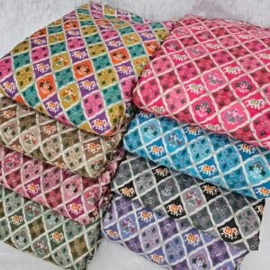 Patola Style Position Print On D-Crepe Fabric