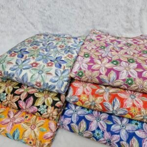 Floral Position Print On Chinon Fabric