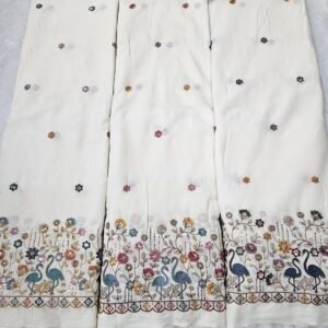 Daman Beads Embroidery On Pure Kora Cotton Fabric