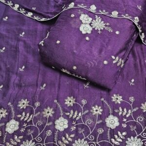 Sequins Beads Combo On Rangoli Crush Fabric