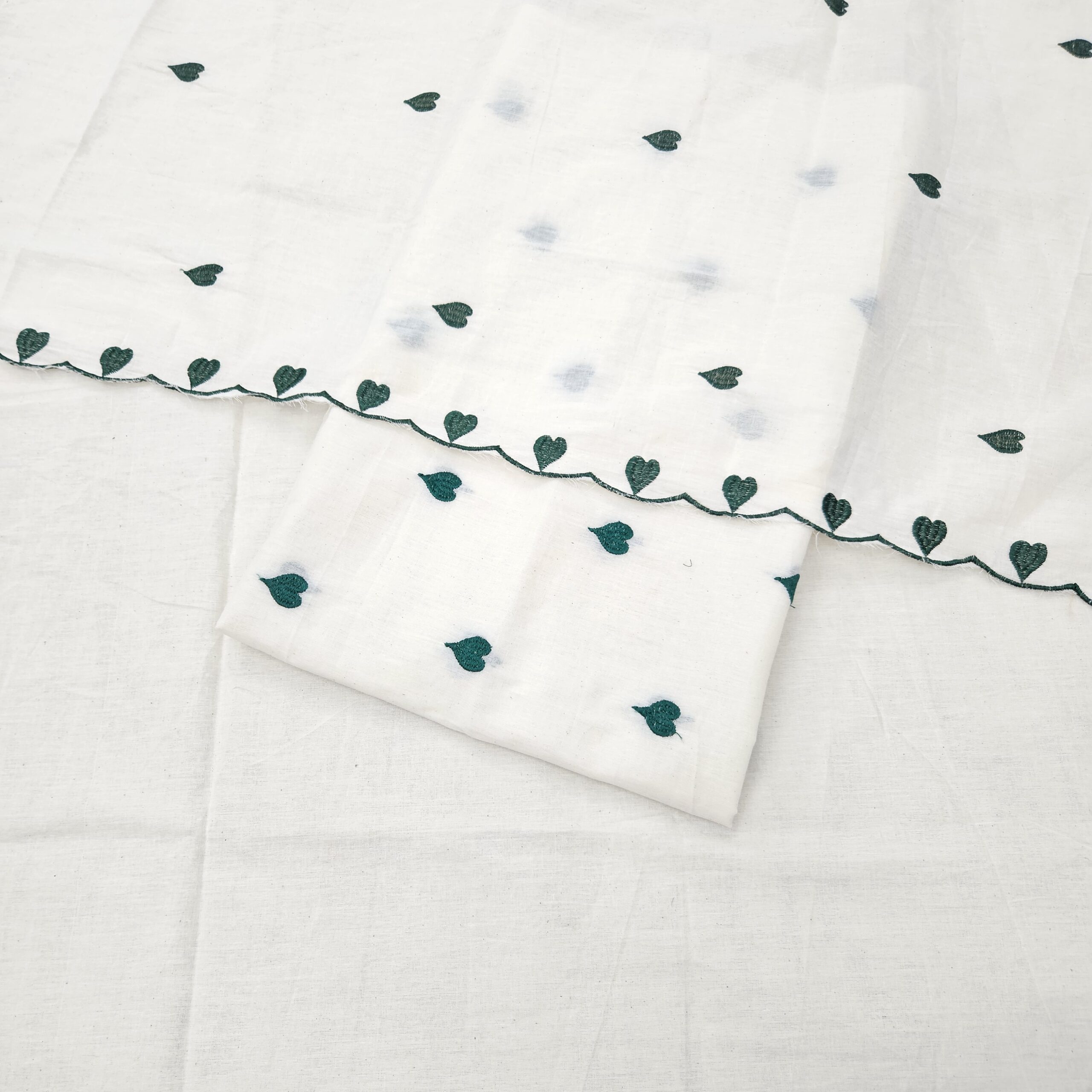 Kora Cotton 3PC Heart Embroidery Suit Fabric - Image 2