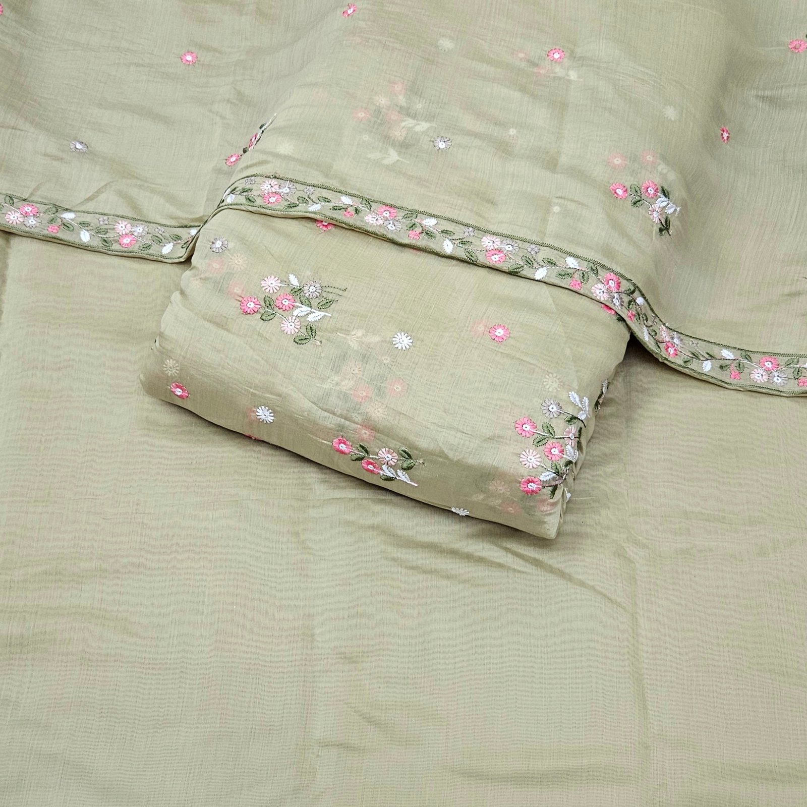 3 PC Embroidered Combo On Mul Chanderi Fabric - Image 8