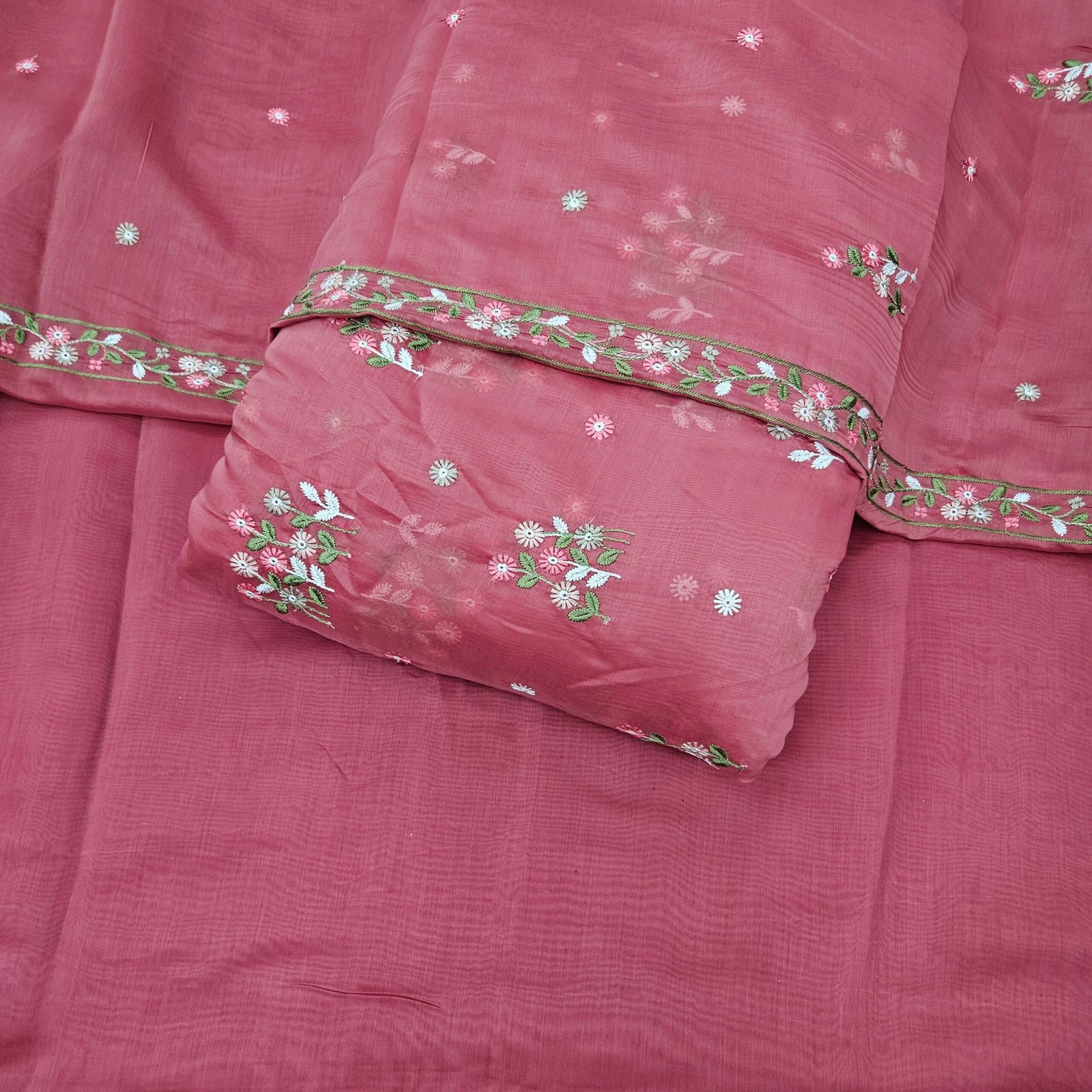 3 PC Embroidered Combo On Mul Chanderi Fabric - Image 9