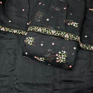 3 PC Embroidered Combo On Mul Chanderi Fabric