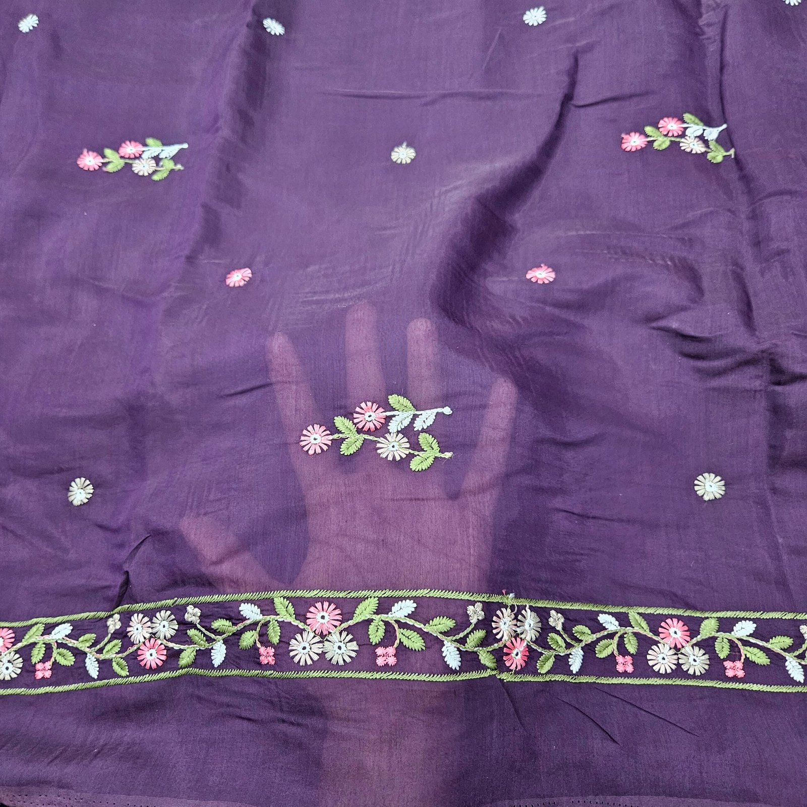 3 PC Embroidered Combo On Mul Chanderi Fabric - Image 19