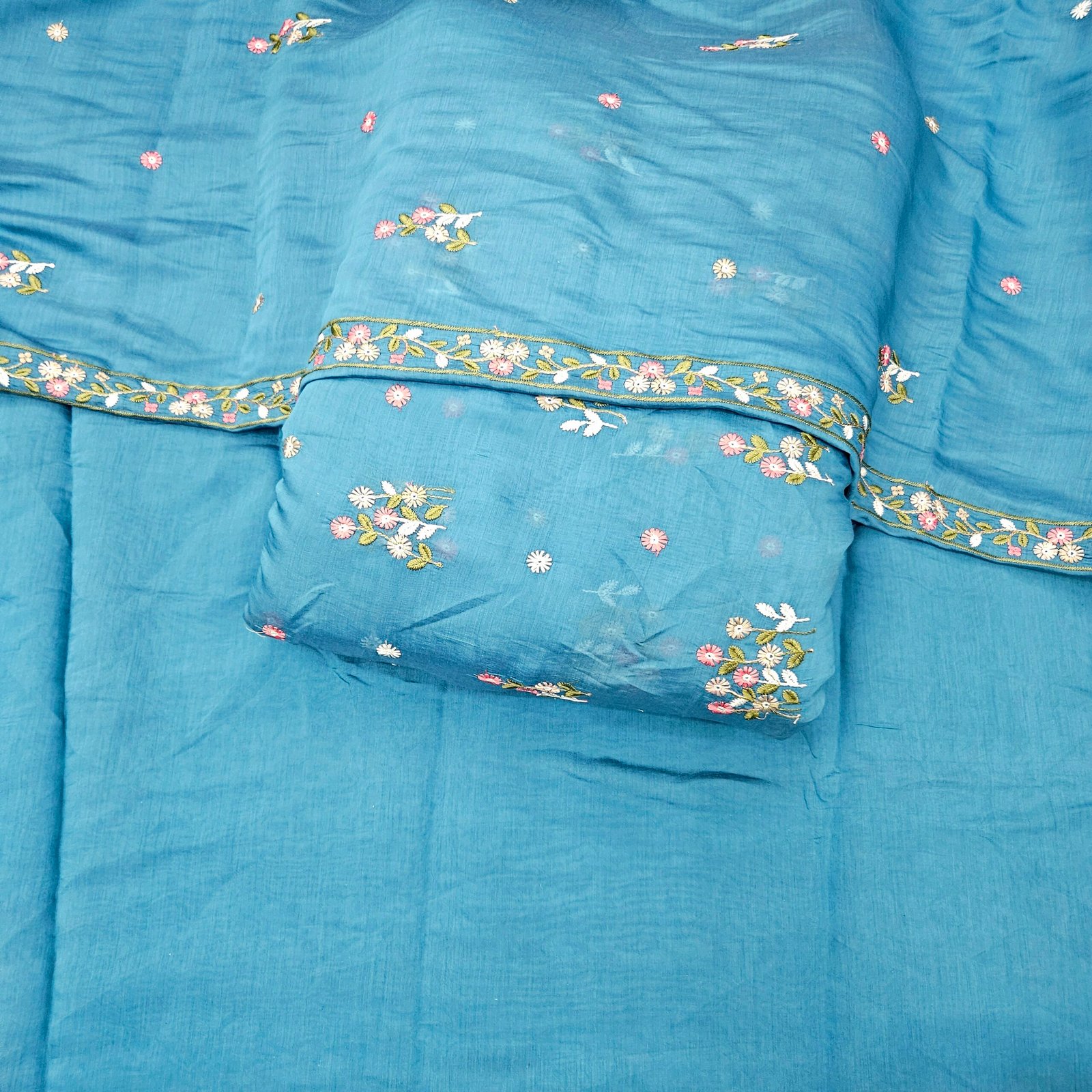 3 PC Embroidered Combo On Mul Chanderi Fabric - Image 4
