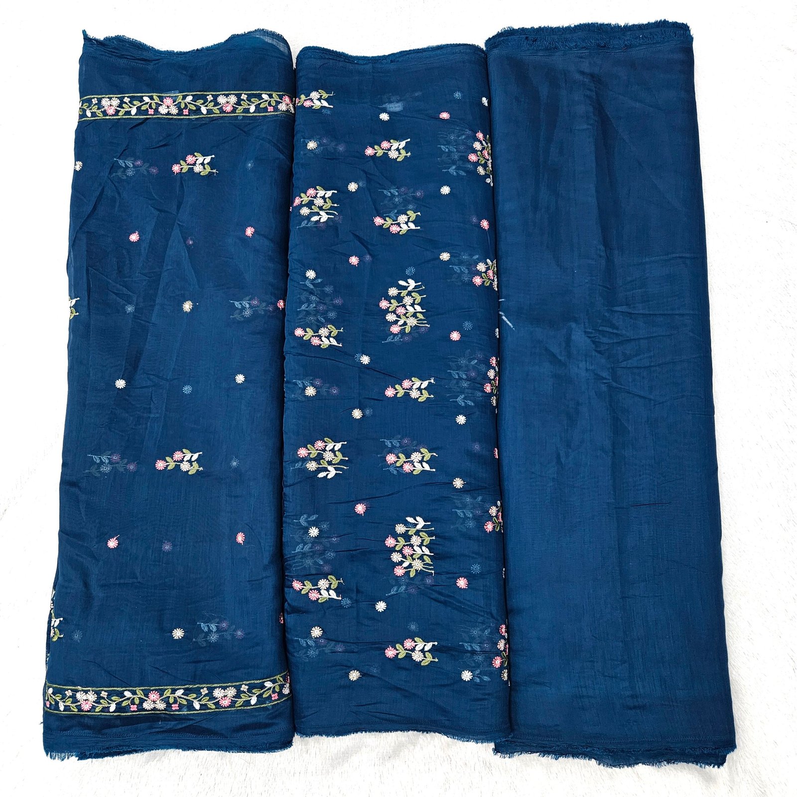 3 PC Embroidered Combo On Mul Chanderi Fabric - Image 17