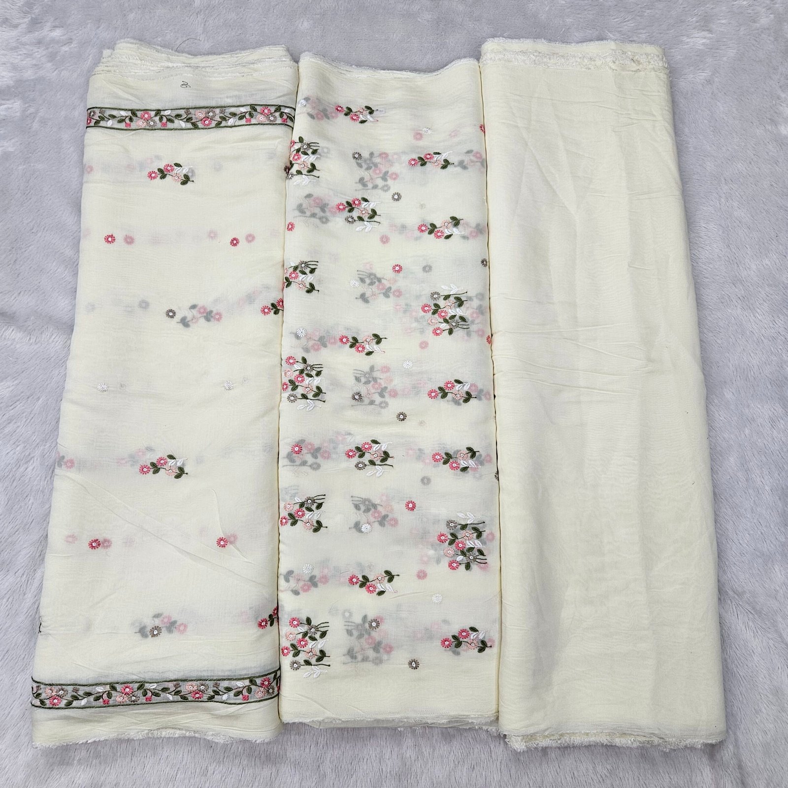 3 PC Embroidered Combo On Mul Chanderi Fabric - Image 16