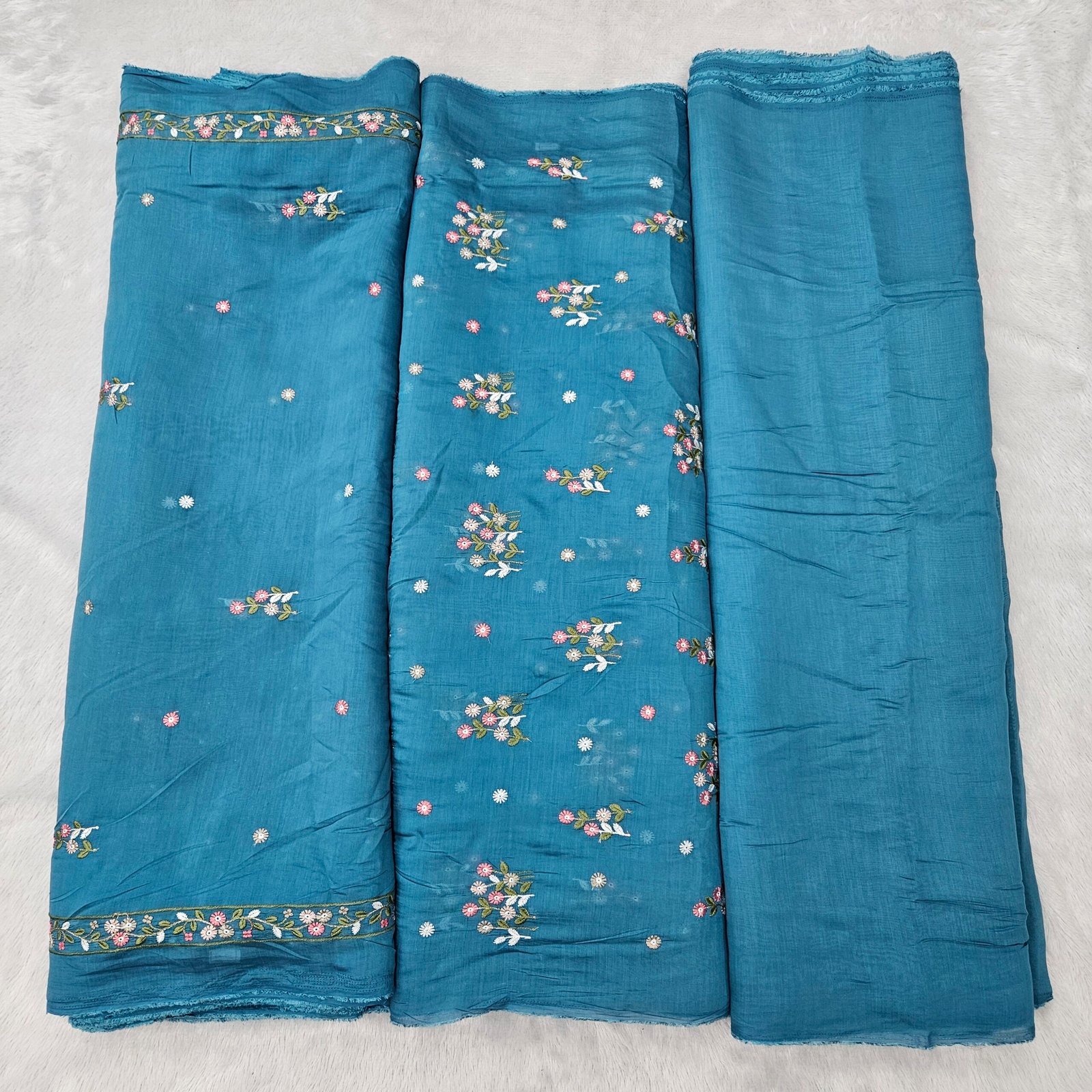 3 PC Embroidered Combo On Mul Chanderi Fabric - Image 15