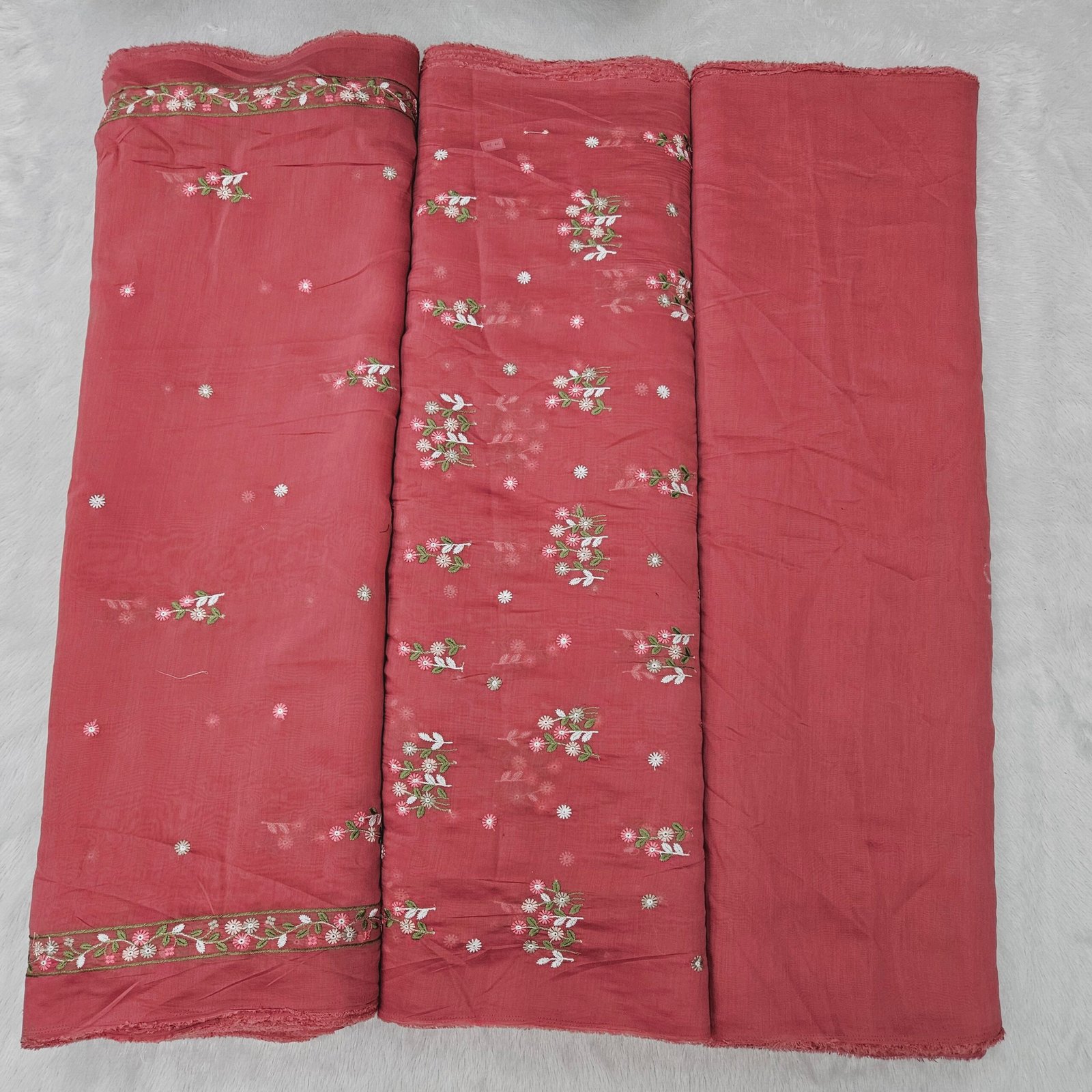 3 PC Embroidered Combo On Mul Chanderi Fabric - Image 12