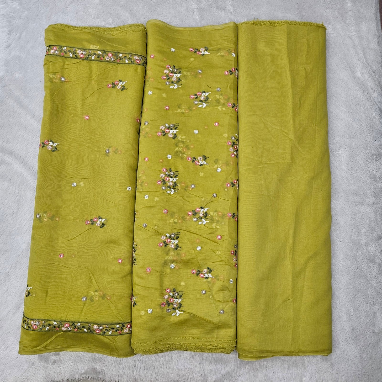3 PC Embroidered Combo On Mul Chanderi Fabric - Image 10