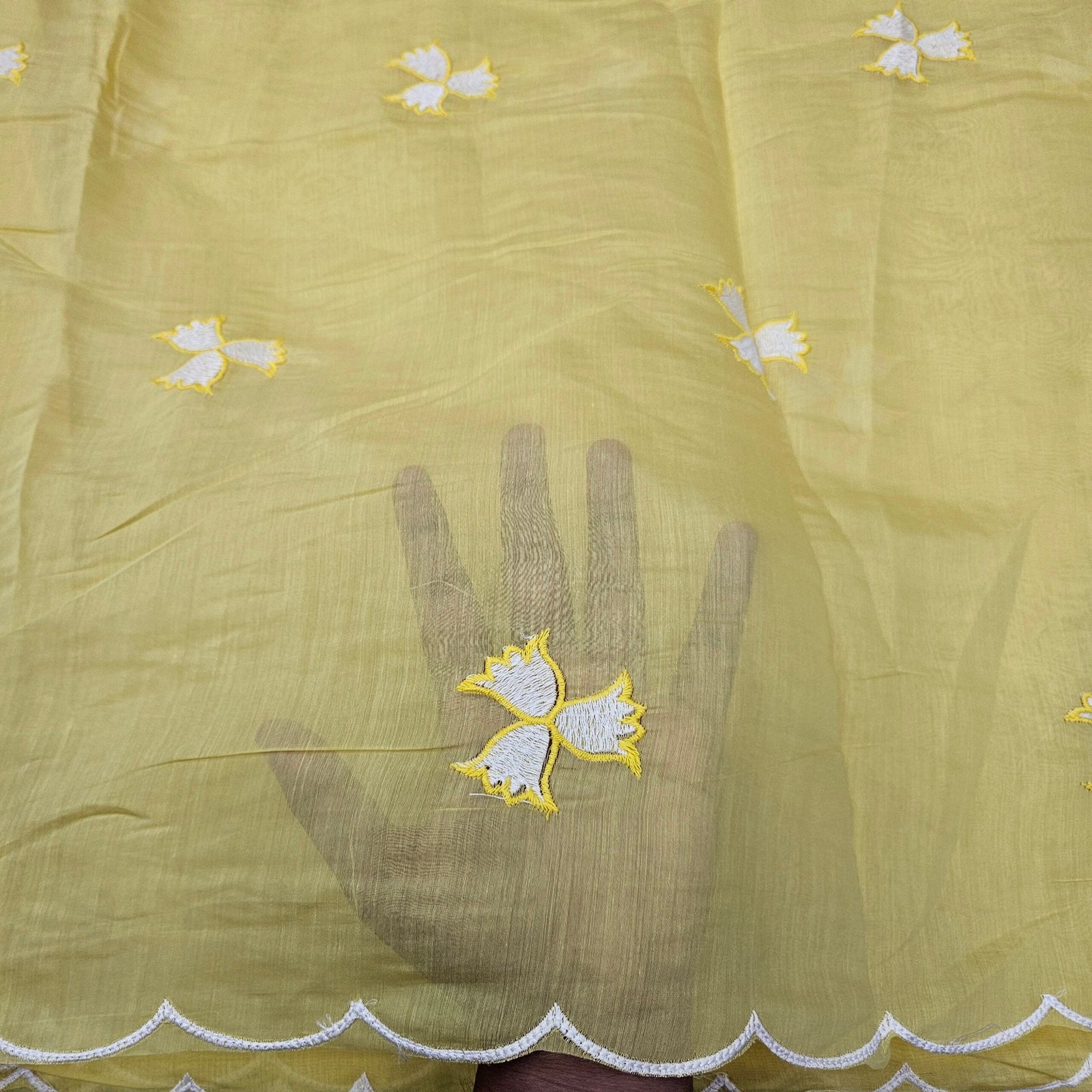 Heavy Embroidered 3PC Suit Fabric On Mul Chanderi - Image 11