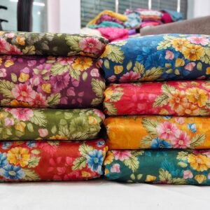 Floral Position Print On Shimmer Cosmos Fabric