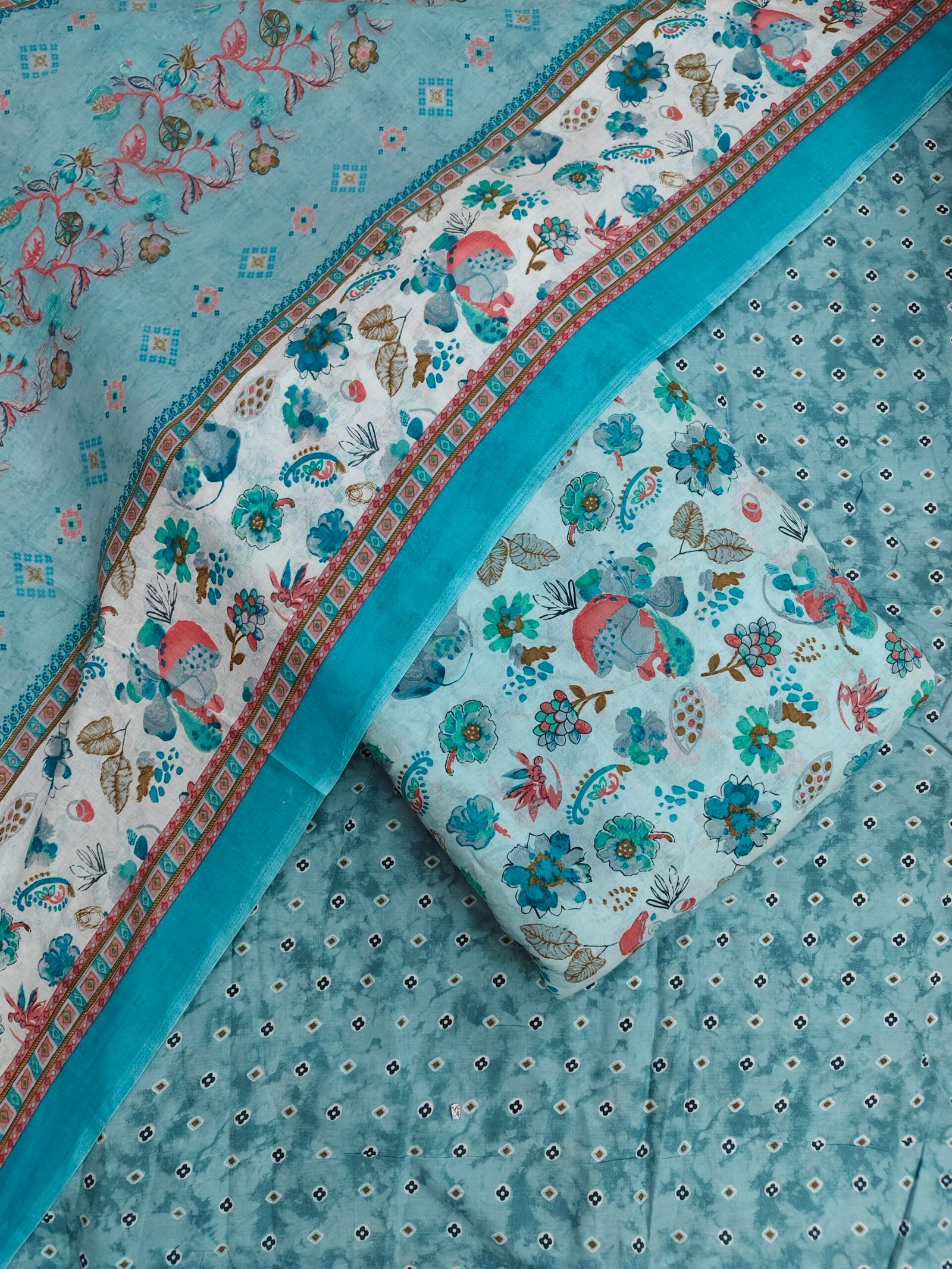 Printed 3PC Suit Fabric On Pure Cotton Fabric - Image 4