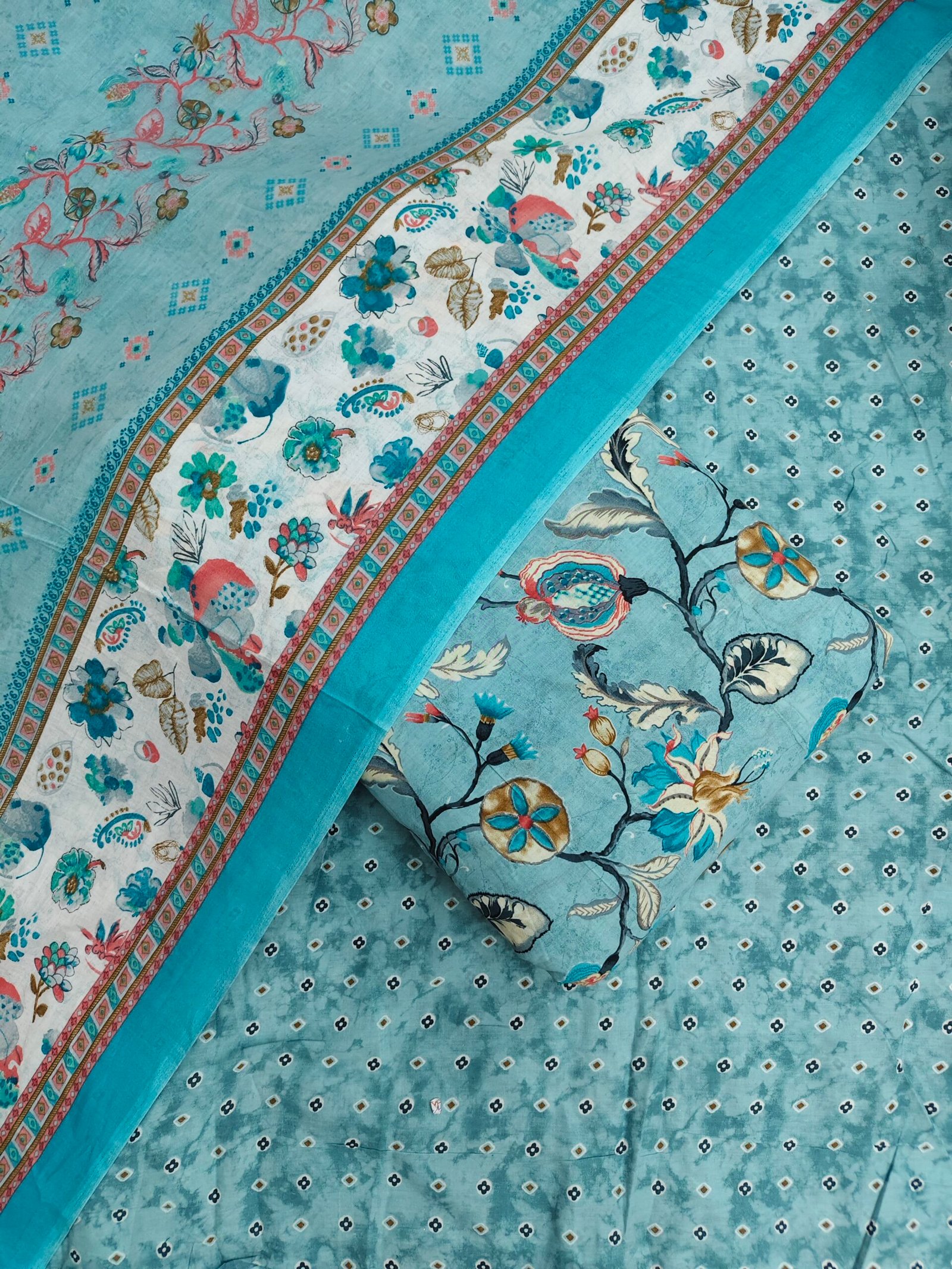 Printed 3PC Suit Fabric On Pure Cotton Fabric - Image 2