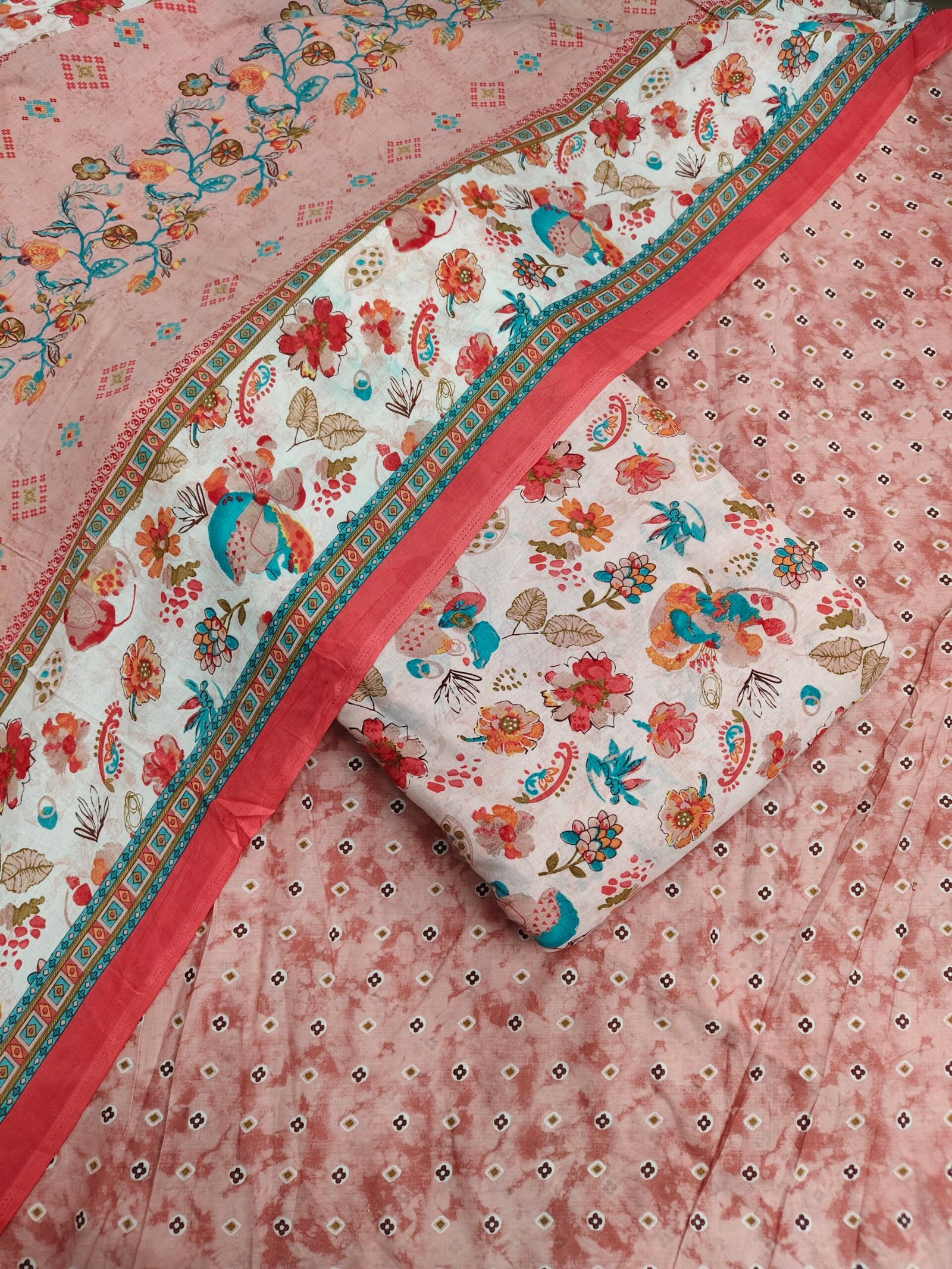 Printed 3PC Suit Fabric On Pure Cotton Fabric - Image 3