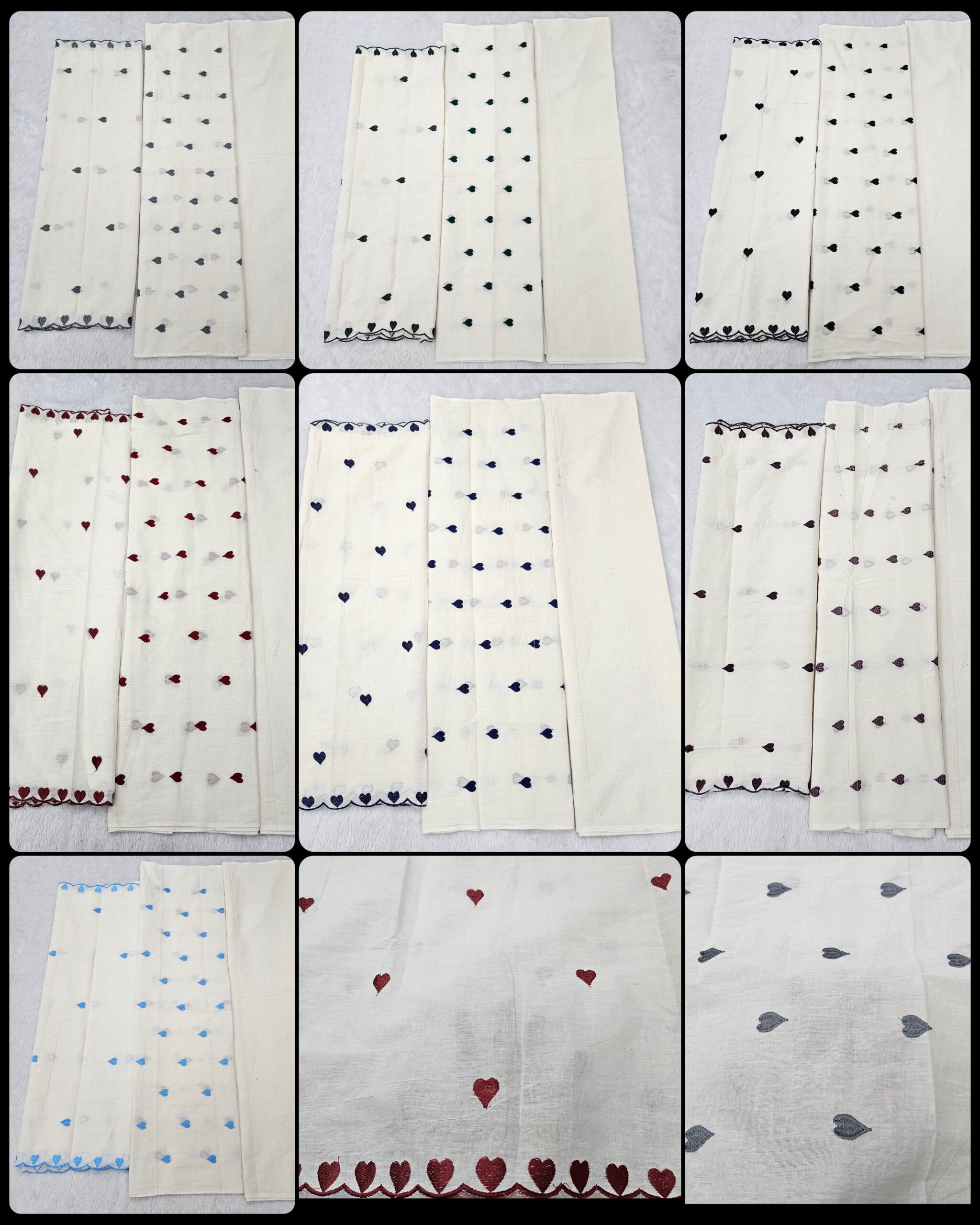 Kora Cotton 3PC Heart Embroidery Suit Fabric