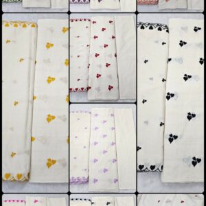 Pure Kora Cotton 3PC Heart Embroidery Suit Fabric