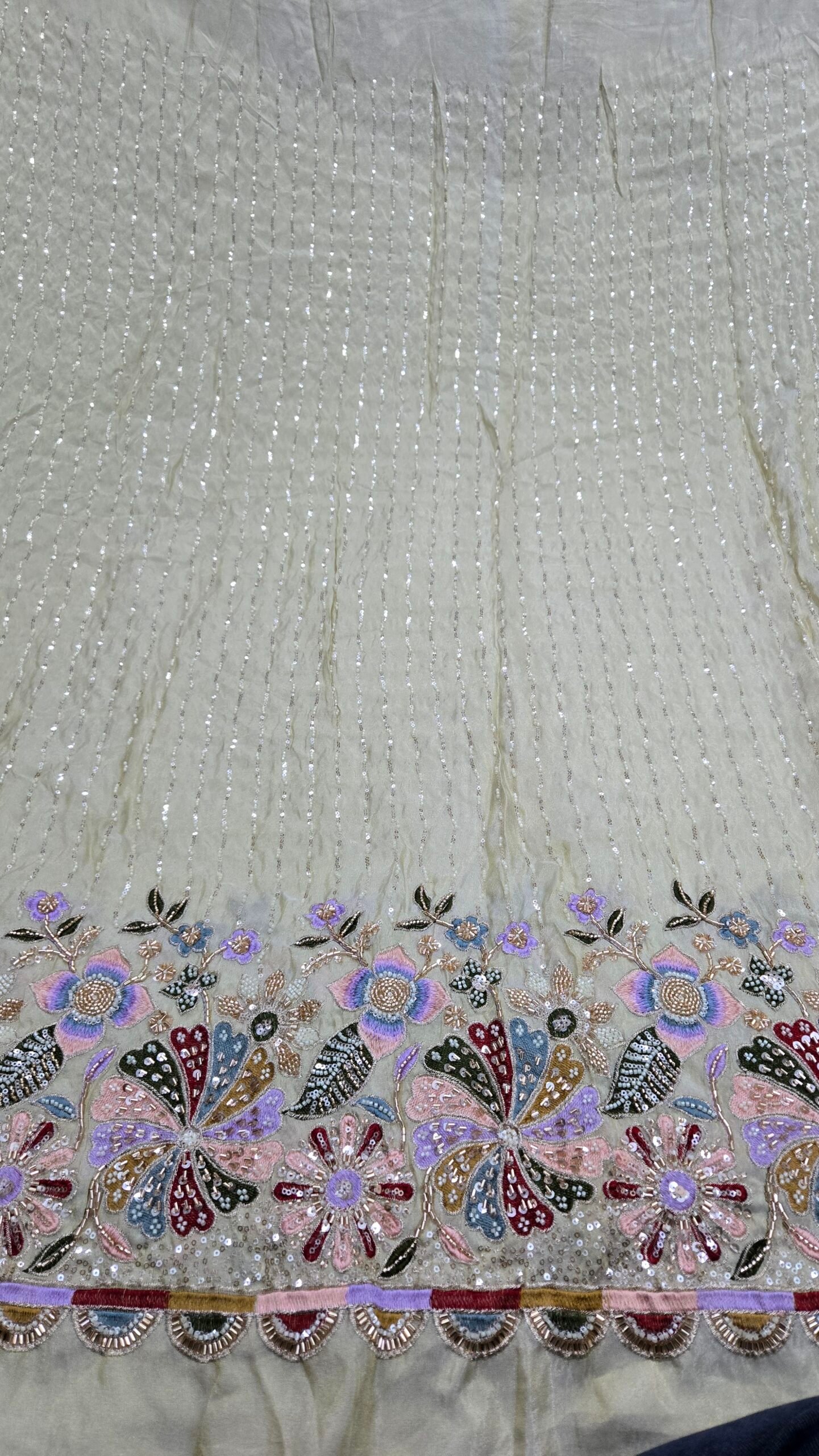 Heavy Beads Handwork Daman On Pure Shimmer Fabric - Image 10