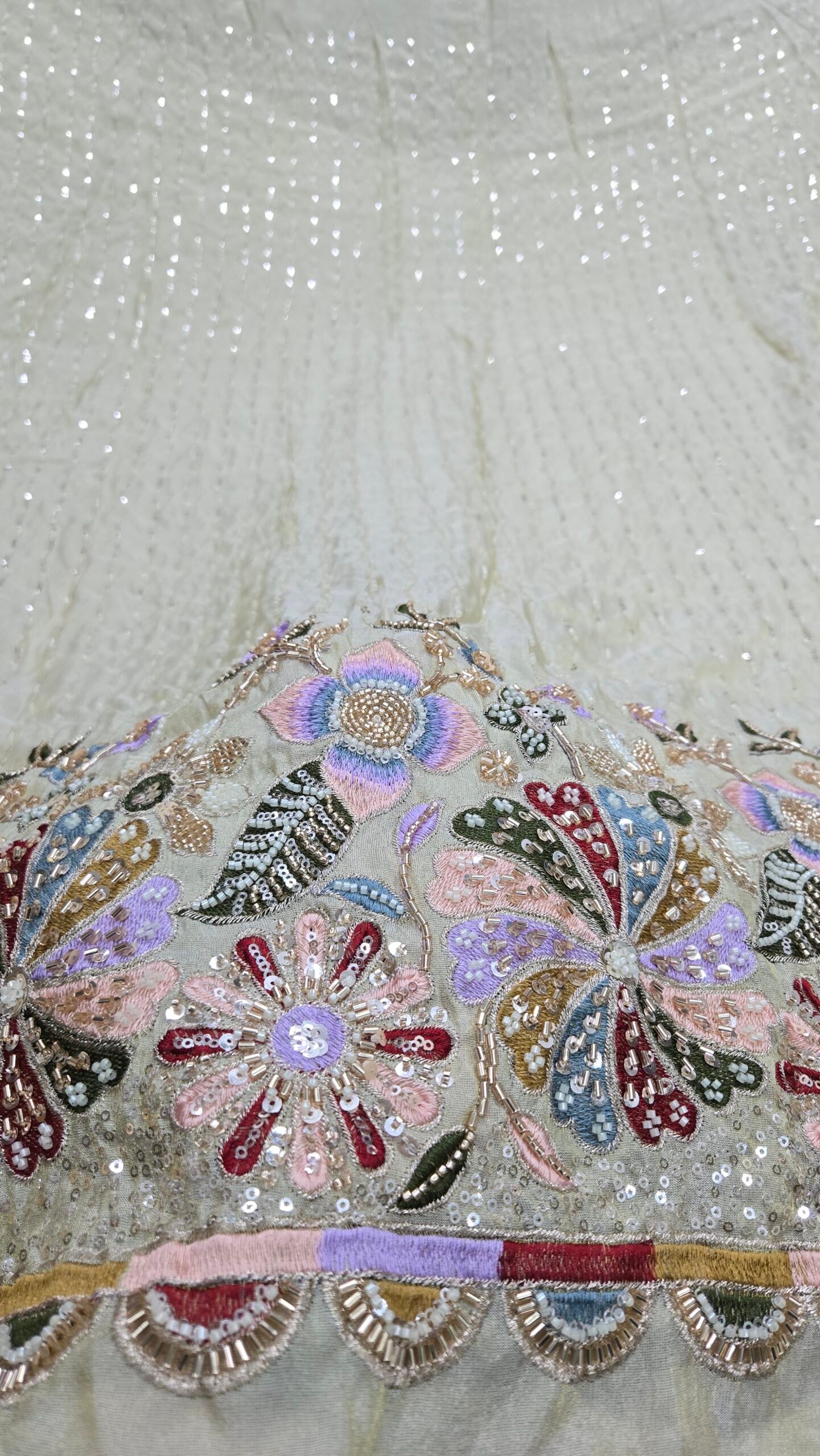 Heavy Beads Handwork Daman On Pure Shimmer Fabric - Image 11