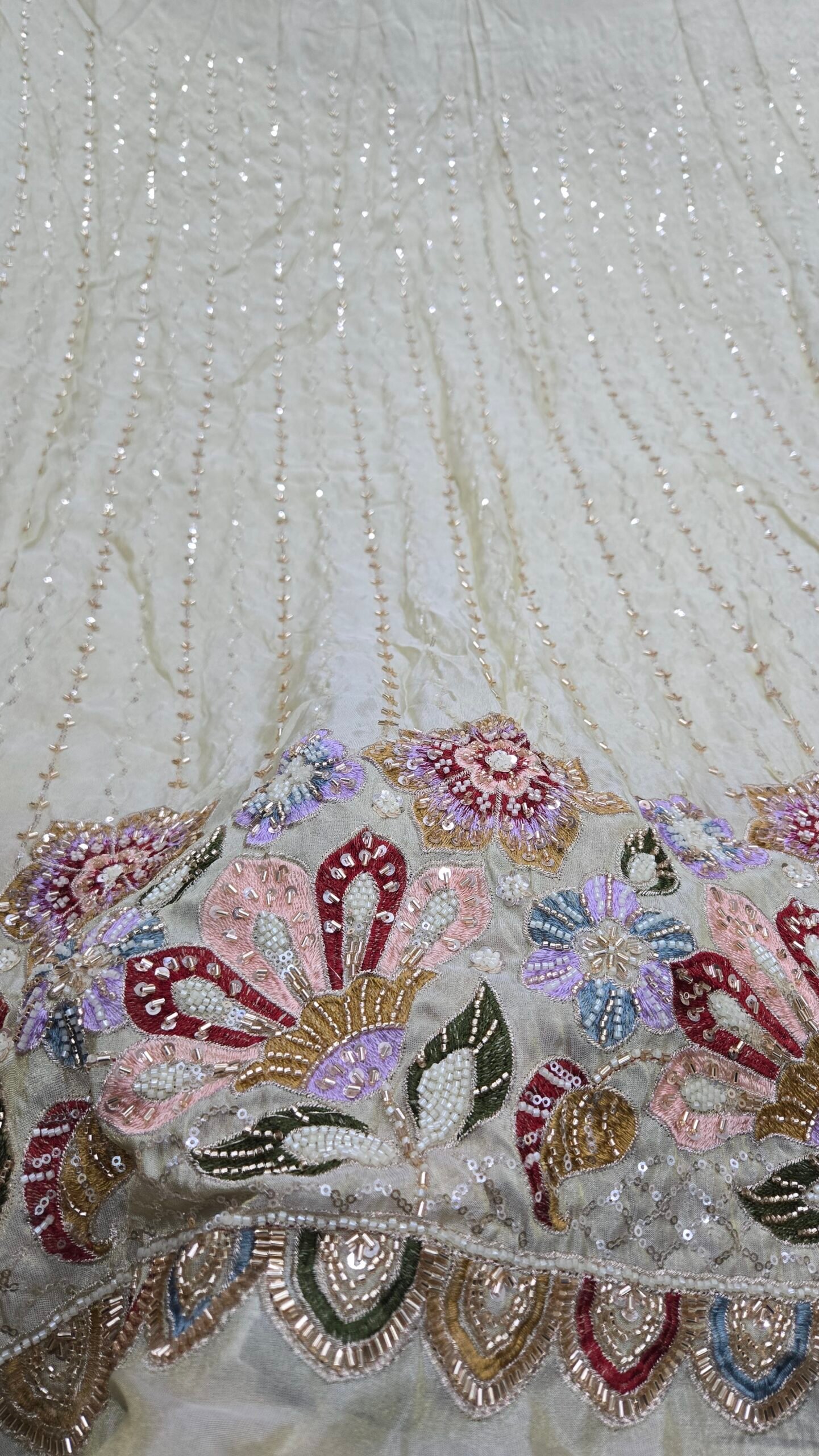 Heavy Beads Handwork Daman On Pure Shimmer Fabric - Image 9