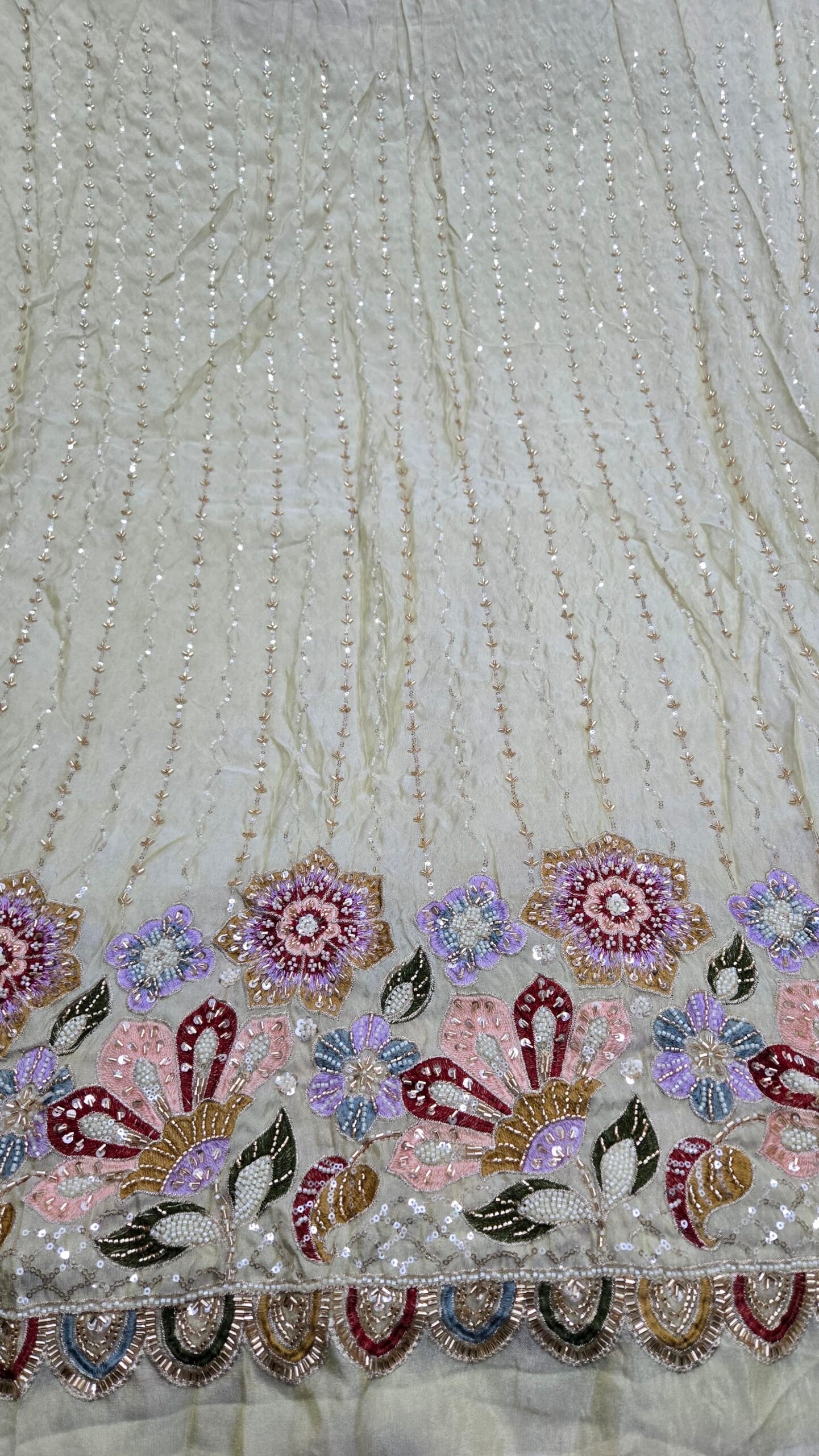 Heavy Beads Handwork Daman On Pure Shimmer Fabric - Image 8