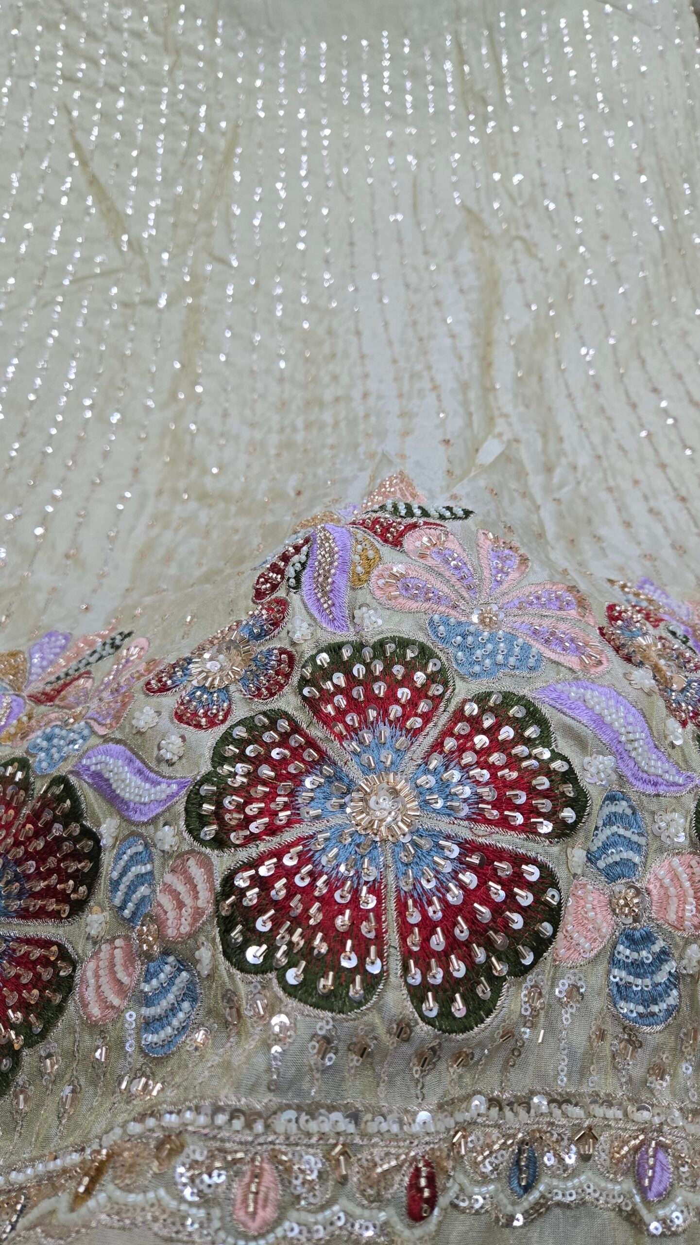 Heavy Beads Handwork Daman On Pure Shimmer Fabric - Image 7