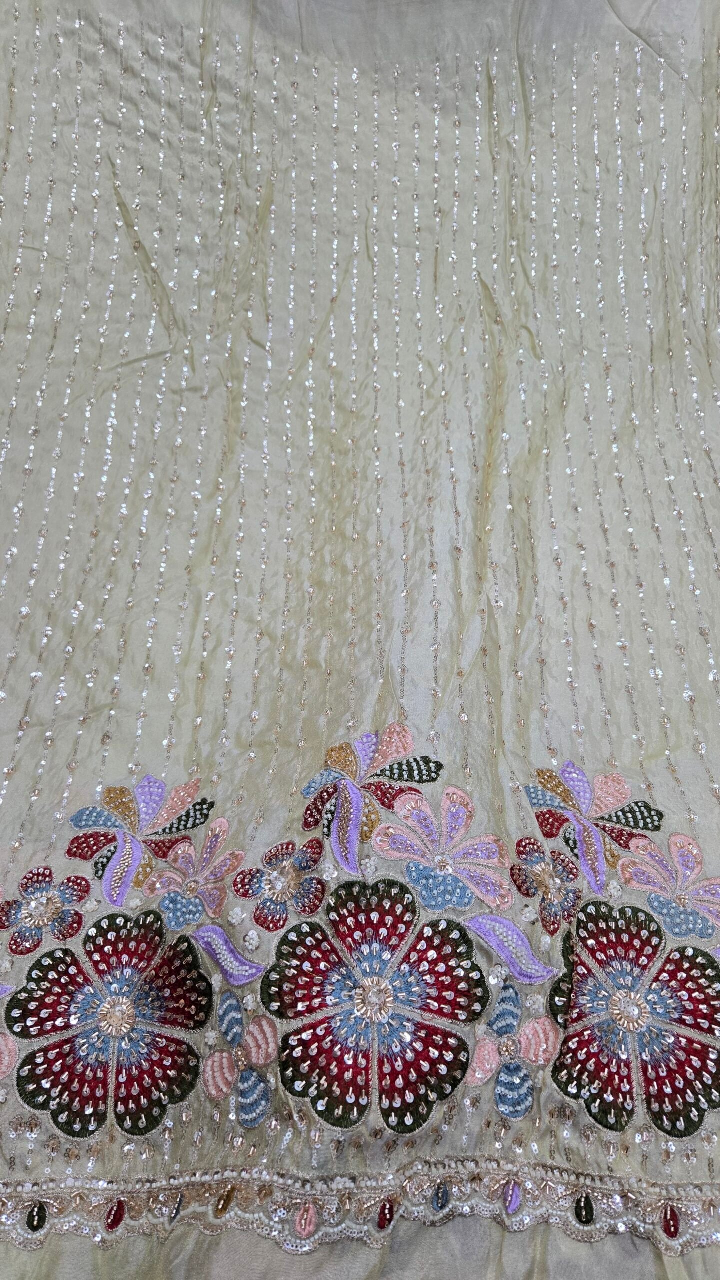 Heavy Beads Handwork Daman On Pure Shimmer Fabric - Image 6