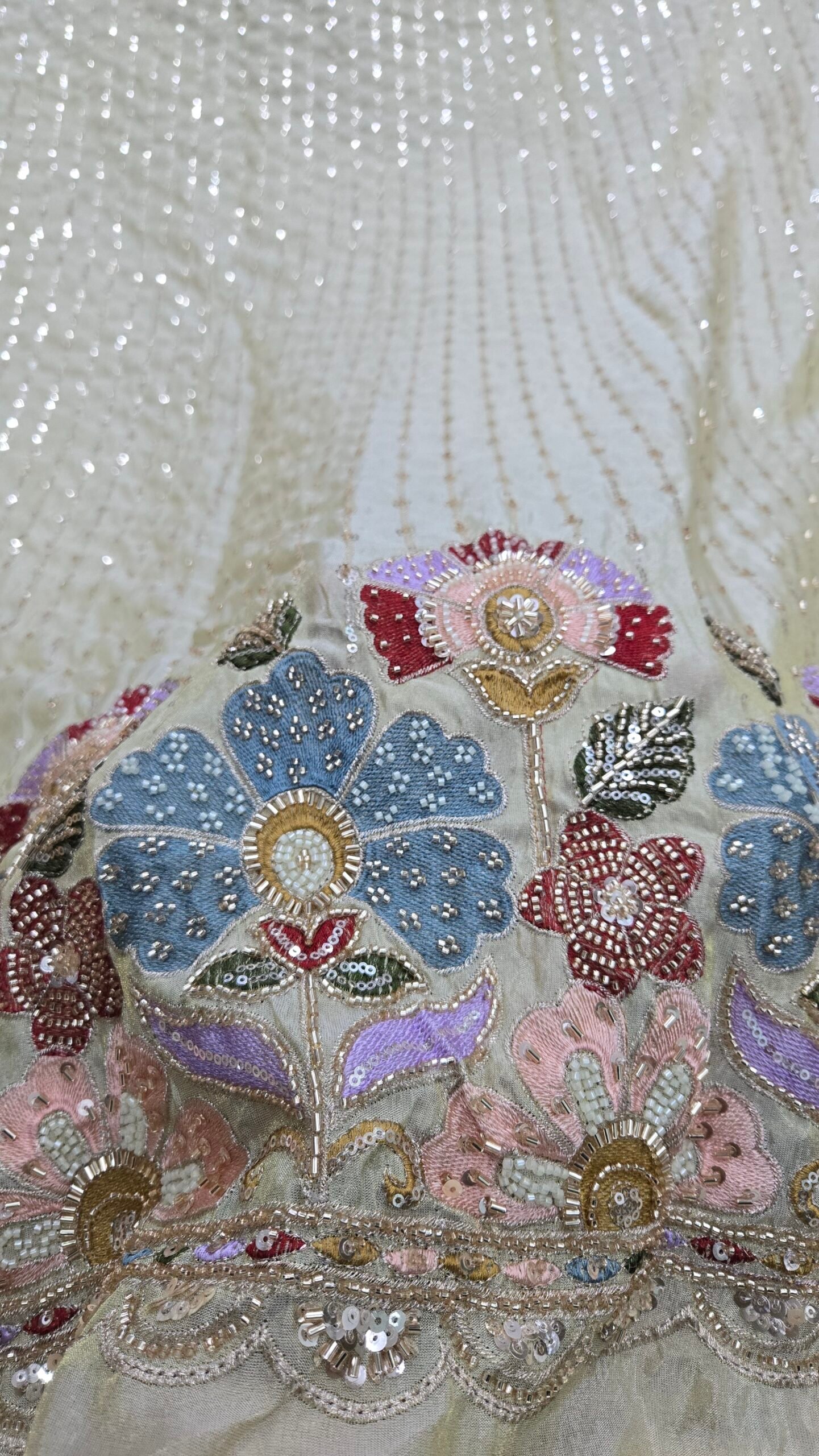 Heavy Beads Handwork Daman On Pure Shimmer Fabric - Image 5