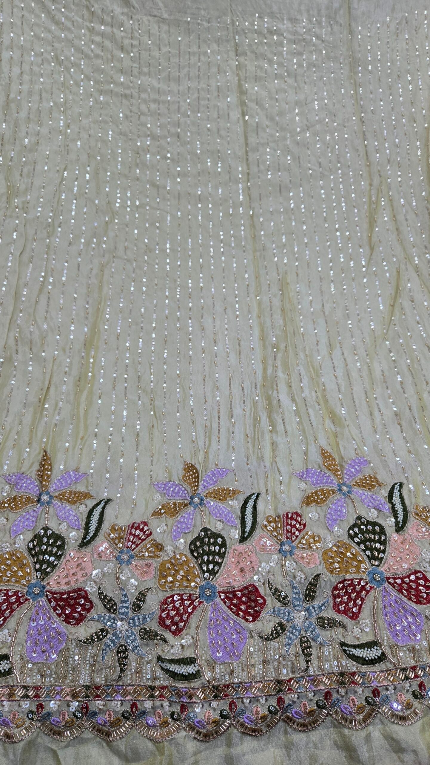 Heavy Beads Handwork Daman On Pure Shimmer Fabric - Image 2